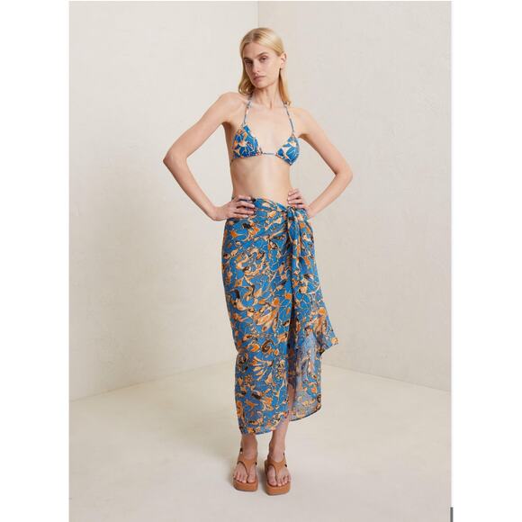 A.L.C. Blue floral triangle bikini top and bottom two piece - Picture 1 of 7